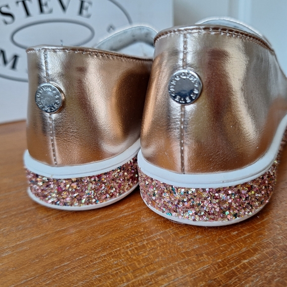 Steve Madden Slip On Sneakers Pink Glitter Metallic Rose Gold Womens Kids NEW 36 - Picture 10 of 14